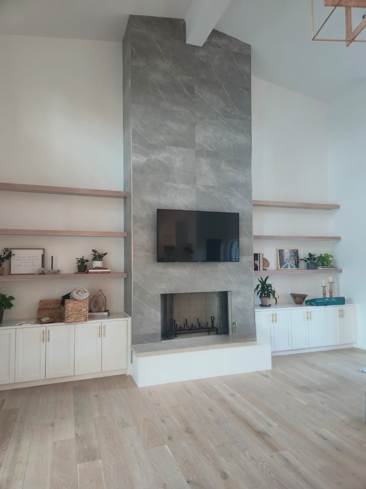 Modern TV Wall Setup on Tile